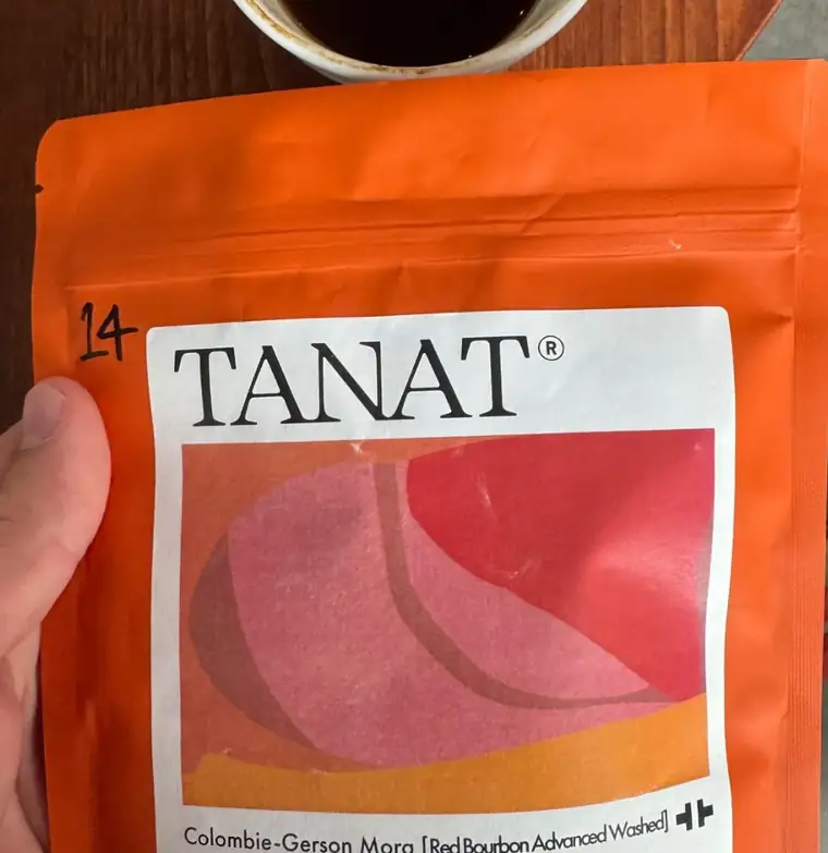 Orange Kaffeetüte von Tanat, Colombie Gerson Mora